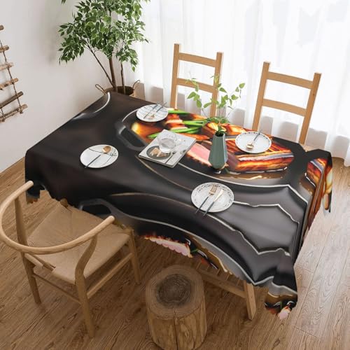 DLXW Premium schmutzabweisende Tischdecke mit leckerem Grillfleisch für Picknicks im Freien, Küchen und Feiertagsessen, Einheitsgröße DLXW Premium schmutzabweisende Tischdecke mit leckerem Grillfleisch für Picknicks im Freien, Küchen und Feiertagsessen, Einheitsgröße von DLXW