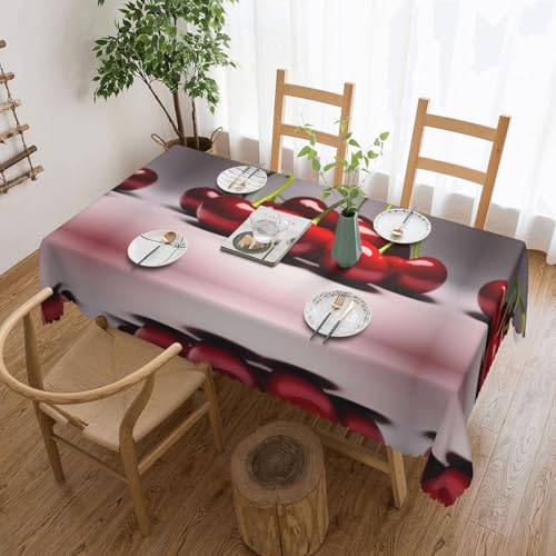 DLXW Premium schmutzabweisende chilenische Kirschen Tischdecke für Picknicks im Freien, gezackte Polyester-Tischdecke von DLXW