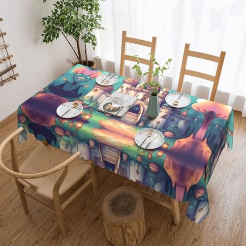 DLXW Premium schmutzabweisende klassische Schloss-Tischdecke für Picknicks im Freien, gezackte Polyester-Tischdecke von DLXW