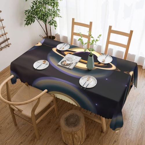 DLXW Premium schmutzabweisende schöne Saturn-Tischdecke für Picknicks im Freien, gezackte Polyester-Tischdecke von DLXW
