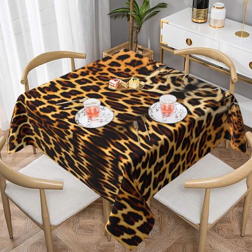 DLXW Quadratische Tischdecke, elegantes und strapazierfähiges Polyestergewebe, das die Tischplatten vor Flecken und Kratzern schützt, geeignet für alle Gelegenheiten. Streifen auf Leoparden (152,4 x von DLXW