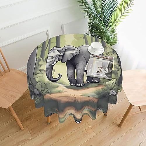 DLXW Tischdecke, rund, wasserabweisend, Polyester, ideal für Innen- und Außenbereich, Bankette, Cafés, Picknicks und mehr, Elefant, 152,4 cm DLXW Tischdecke, rund, wasserabweisend, Polyester, ideal für Innen- und Außenbereich, Bankette, Cafés, Picknicks und mehr, Elefant, 152,4 cm von DLXW