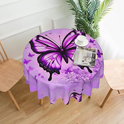 DLXW Tischdecke, rund, wasserabweisend, Polyester, ideal für Innen- und Außenbereich, Bankette, Cafés, Picknicks und mehr, Violetter Schmetterling, 152,4 cm DLXW Tischdecke, rund, wasserabweisend, Polyester, ideal für Innen- und Außenbereich, Bankette, Cafés, Picknicks und mehr, Violetter Schmetterling, 152,4 cm von DLXW