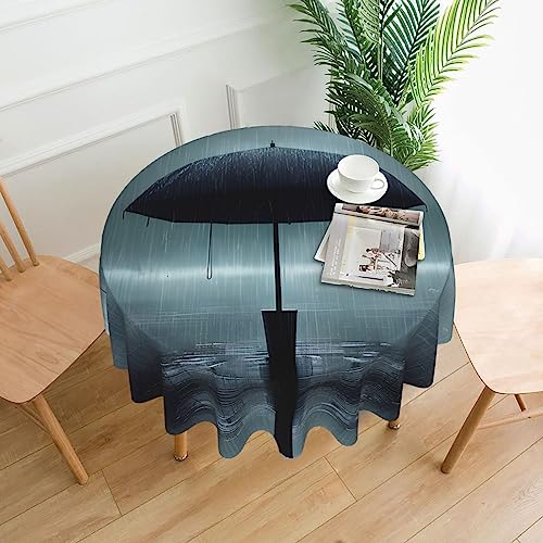 DLXW Tischdecke, rund, wasserabweisend, Polyester, ideal für Innen- und Außenbereich, Bankette, Cafés, Picknicks und mehr, schwarzer Regenschirm im Regen, 152,4 cm DLXW Tischdecke, rund, wasserabweisend, Polyester, ideal für Innen- und Außenbereich, Bankette, Cafés, Picknicks und mehr, schwarzer Regenschirm im Regen, 152,4 cm von DLXW