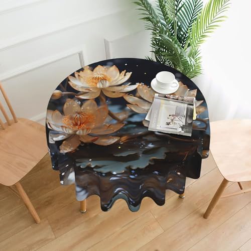 DLXW Tischdecke für runde Tische, Bohemian-Stil, weißer Lotus DLXW Tischdecke für runde Tische, Bohemian-Stil, weißer Lotus von DLXW