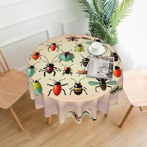 DLXW Tischdecke für runde Tische, Cartoon, kleine Insekten DLXW Tischdecke für runde Tische, Cartoon, kleine Insekten von DLXW