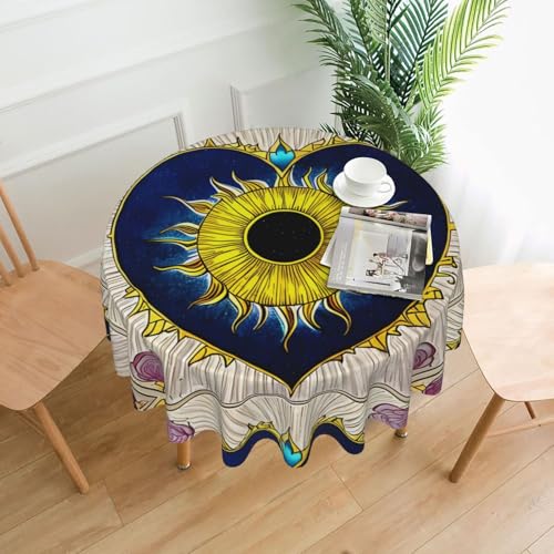 DLXW Tischdecke für runde Tische, Cartoon-Herz, Sonne DLXW Tischdecke für runde Tische, Cartoon-Herz, Sonne von DLXW