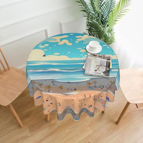 DLXW Tischdecke für runde Tische, Strand-Cartoon DLXW Tischdecke für runde Tische, Strand-Cartoon von DLXW