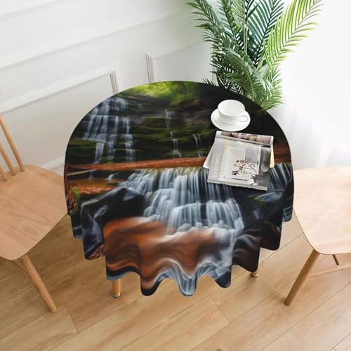 DLXW Tischdecke für runde Tische, Wasserfall-Ansicht DLXW Tischdecke für runde Tische, Wasserfall-Ansicht von DLXW