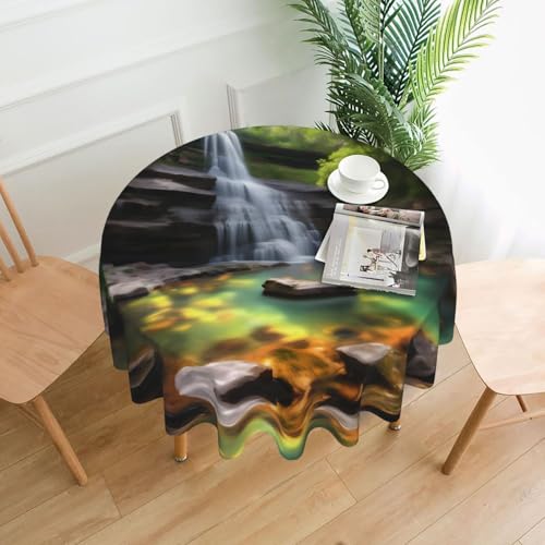 DLXW Tischdecke für runde Tische, Wasserfall-Ansicht DLXW Tischdecke für runde Tische, Wasserfall-Ansicht von DLXW