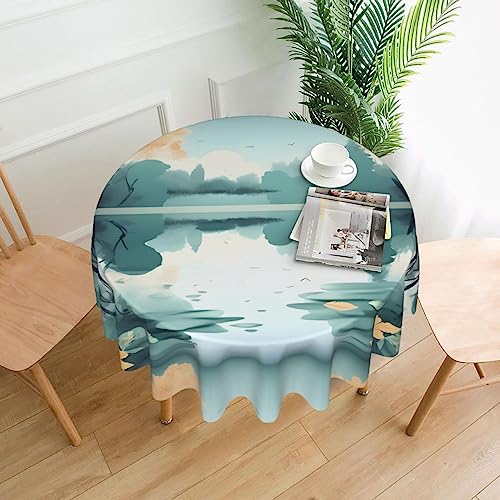 DLXW Tischdecke für runde Tische, gefallene Blätter auf einem ruhigen See DLXW Tischdecke für runde Tische, gefallene Blätter auf einem ruhigen See von DLXW