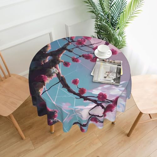 DLXW Tischdecke für runde Tische, kleine rosa Blumen DLXW Tischdecke für runde Tische, kleine rosa Blumen von DLXW
