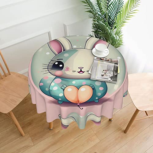 DLXW Tischdecke für runde Tische, rosa Cartoon-Häschen DLXW Tischdecke für runde Tische, rosa Cartoon-Häschen von DLXW