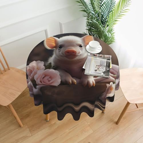 DLXW Tischdecke für runde Tische, süßes junges Schwein DLXW Tischdecke für runde Tische, süßes junges Schwein von DLXW