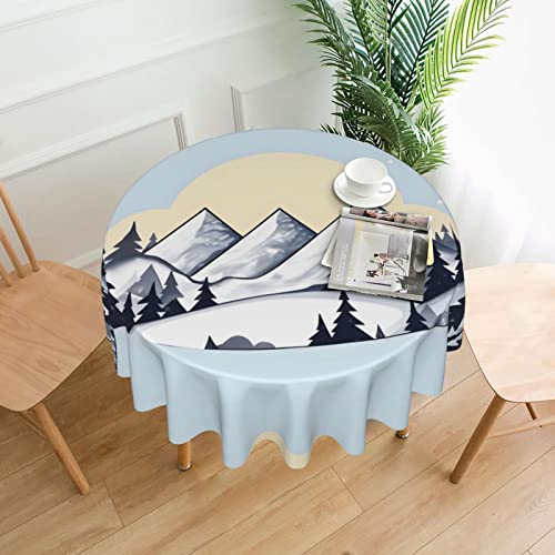 DLXW Tischdecke für runde Tische, weiß, verschneite Berge DLXW Tischdecke für runde Tische, weiß, verschneite Berge von DLXW