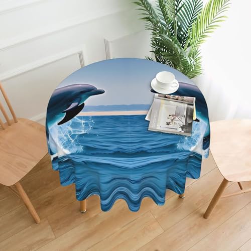 DLXW Tischdecke für runde Tische zum Hochspringen von Delfinen DLXW Tischdecke für runde Tische zum Hochspringen von Delfinen von DLXW
