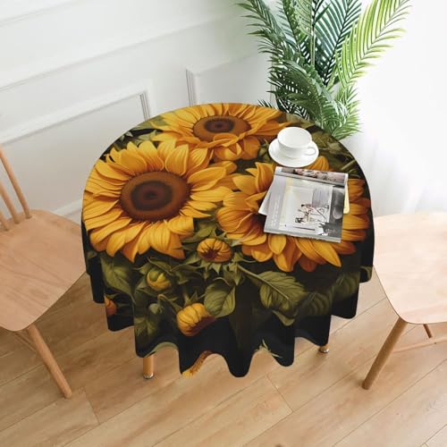 DLXW Tischdecke für runden Tisch mit gelber Sonnenblume DLXW Tischdecke für runden Tisch mit gelber Sonnenblume von DLXW