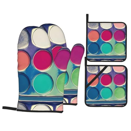Dlxw Ofenhandschuhe und Topflappen-Set, rutschfestes Design, hitzebeständig, 180 °C, perfekt zum Kochen, Backen und Grillen, perfekt zum Verschenken. Runde Farbpalette Dlxw Ofenhandschuhe und Topflappen-Set, rutschfestes Design, hitzebeständig, 180 °C, perfekt zum Kochen, Backen und Grillen, perfekt zum Verschenken. Runde Farbpalette von DLXW