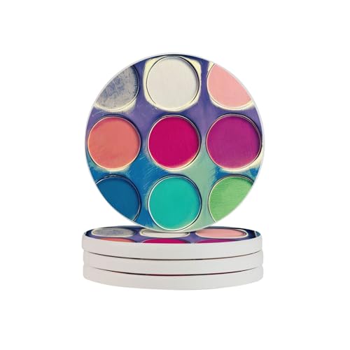 Runde Farbpalette, ein Set mit vier neuartigen Stein-Untersetzern, die saugfähig sind und als Heimdekoration für Getränkebecher verwendet werden Runde Farbpalette, ein Set mit vier neuartigen Stein-Untersetzern, die saugfähig sind und als Heimdekoration für Getränkebecher verwendet werden von DLXW