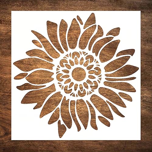 Große 30,5 x 30,5 cm Boho-Sonnenblumen-Schablone zum Malen auf Holz, Leinwand, Papier, Stoff, Wänden und Möbeln – Sonnenblumenschablone – wiederverwendbare DIY-Kunst- und Bastelschablonen – von DLY LIFESTYLE