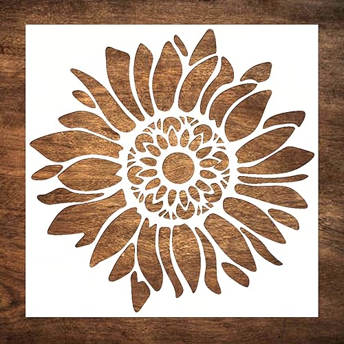 Boho-Sonnenblumen-Schablone zum Malen auf Holz, Leinwand, Papier, Stoff und Möbeln, wiederverwendbare Blumenschablonen, große Blumenschablonen, Wandschablonen zum Bemalen großer Muster, 30,5 x 30,5 cm von DLY LIFESTYLE