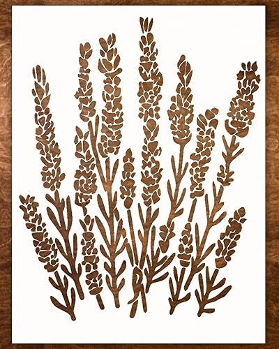 Große Lavendel-Schablone zum Malen auf Holz (30,5 x 40,6 cm) – Schablonen zum Basteln, wiederverwendbar für Wand, Stoff, Möbel – Blumenschablone für Wände – Musterstil für Heimdekoration (Lavendel, von DLY LIFESTYLE