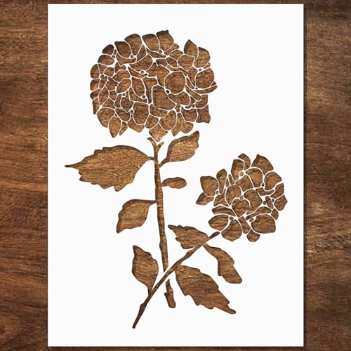 Hortensien-Schablone – Blumenschablonen zum Malen auf Holz, Papier, Stoff, Wand, Möbel – Schablonen zum Basteln, wiederverwendbar für Kunst, Karten, Journaling & Mustervorlage – Blumenschablone (15,2 von DLY LIFESTYLE