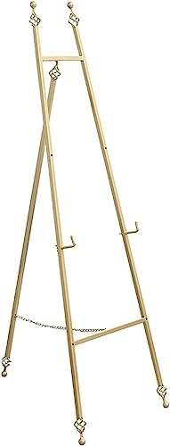 Ölgemälde-Staffelei für den Innenbereich, Metall, geschnitzter Fotorahmen, Präsentationshalter, zusammenklappbarer Posterständer (Gold, 150 cm) von DLYZAYE