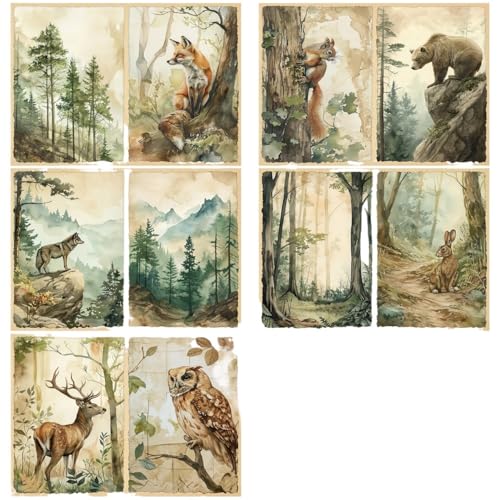 DLZFUDTY Sticker,Aufkleber 10 Blatt A5-Format, Waldtiere, Hase, Eichhörnchen, Hintergrund, Vintage-Grunge-Tagebuch, Planung, Scrapbooking DLZFUDTY Sticker,Aufkleber 10 Blatt A5-Format, Waldtiere, Hase, Eichhörnchen, Hintergrund, Vintage-Grunge-Tagebuch, Planung, Scrapbooking von DLZFUDTY