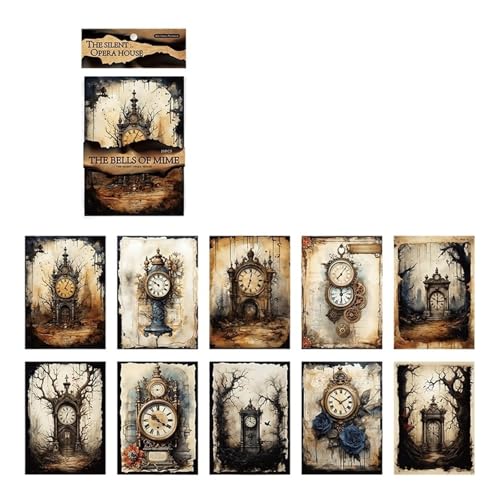 DLZFUDTY Sticker,Aufkleber 20 Stück Halloween Vintage Dark Series Dekorationsmaterial Papier Perfekt for Journal Collage Scrapbooking DIY Briefpapier(Clock) von DLZFUDTY