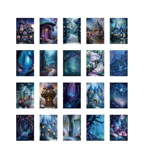 DLZFUDTY Sticker,Aufkleber 20 Stück Traumwald Serie Material Papier Junk Journal Planer Scrapbooking Vintage Dekorative DIY Handwerk Hintergrundpapier(A) von DLZFUDTY
