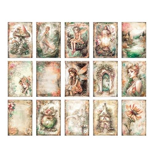 DLZFUDTY Sticker,Aufkleber 30 Blatt Waldreise-Materialpapier, Junk-Tagebuch, Planer, Scrapbooking, Vintage, dekorativ, DIY-Handwerk, Hintergrundpapier(A-) von DLZFUDTY