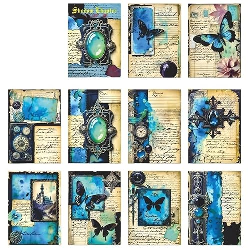 DLZFUDTY Sticker,Aufkleber 30 Stück Vintage-Scrapbooking-Materialpapier, dekoratives DIY-Tagebuchalbum, handgefertigtes Tagebuchalbum, dekoratives Hintergrundpapier(Blue) von DLZFUDTY