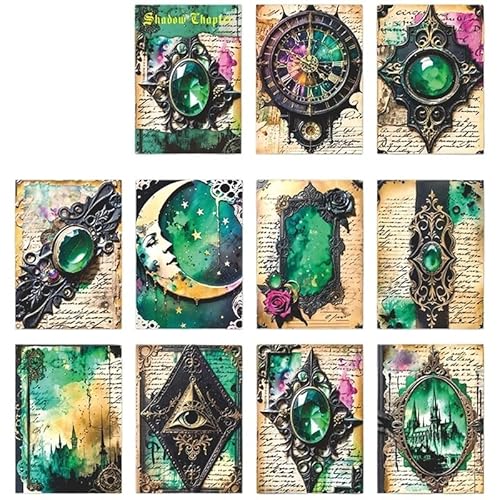 DLZFUDTY Sticker,Aufkleber 30 Stück Vintage-Scrapbooking-Materialpapier, dekoratives DIY-Tagebuchalbum, handgefertigtes Tagebuchalbum, dekoratives Hintergrundpapier(Emerald Green) von DLZFUDTY