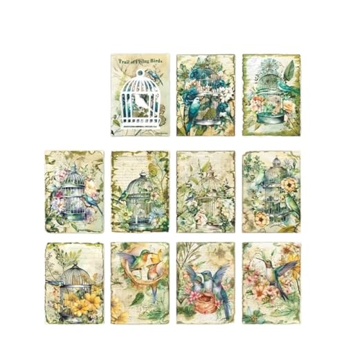 DLZFUDTY Sticker,Aufkleber 30 Stück Vintage-Waldvogel-Materialpapier, dekoratives Tagebuch, Album, Scrapbooking, handgefertigtes DIY-Hintergrundpapier(A) von DLZFUDTY