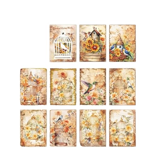 DLZFUDTY Sticker,Aufkleber 30 Stück Vintage-Waldvogel-Materialpapier, dekoratives Tagebuch, Album, Scrapbooking, handgefertigtes DIY-Hintergrundpapier(B) von DLZFUDTY