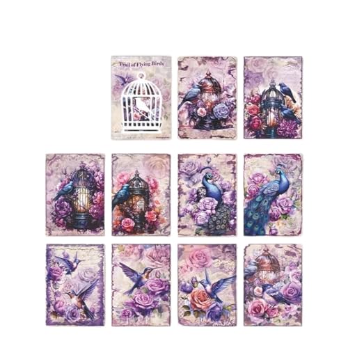 DLZFUDTY Sticker,Aufkleber 30 Stück Vintage-Waldvogel-Materialpapier, dekoratives Tagebuch, Album, Scrapbooking, handgefertigtes DIY-Hintergrundpapier(D) von DLZFUDTY