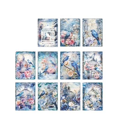 DLZFUDTY Sticker,Aufkleber 30 Stück Vintage-Waldvogel-Materialpapier, dekoratives Tagebuch, Album, Scrapbooking, handgefertigtes DIY-Hintergrundpapier(E) von DLZFUDTY