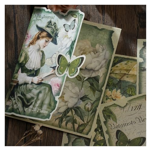 DLZFUDTY Sticker,Aufkleber 30 Teile/Beutel Materialien Pack Roaming Serie Retro Kunst Scrapbook DIY Materialien Dekoration, Dekorative Geschenk Karte Tagebuch(EXA2311233) von DLZFUDTY