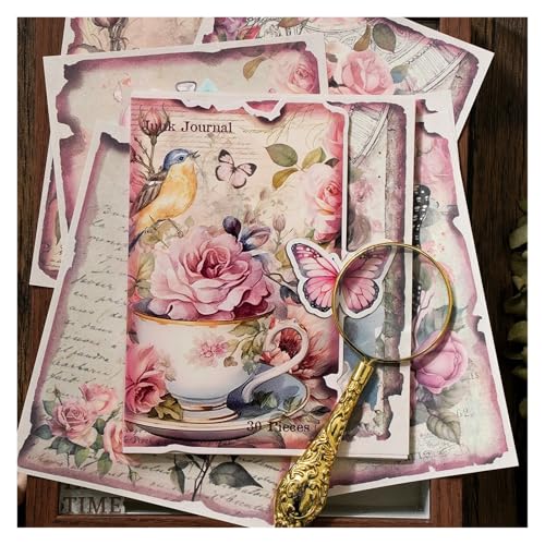 DLZFUDTY Sticker,Aufkleber 30 Teile/Beutel Materialien Pack Roaming Serie Retro Kunst Scrapbook DIY Materialien Dekoration, Dekorative Geschenk Karte Tagebuch(EXA2311236) von DLZFUDTY