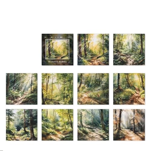 DLZFUDTY Sticker,Aufkleber 30 Teile/Paket Vintage Landschaft Licht Papier DIY Scrapbooking Collage Materialien Dekor Junk Journal Ästhetik Kunst Material Papier(Forest) von DLZFUDTY