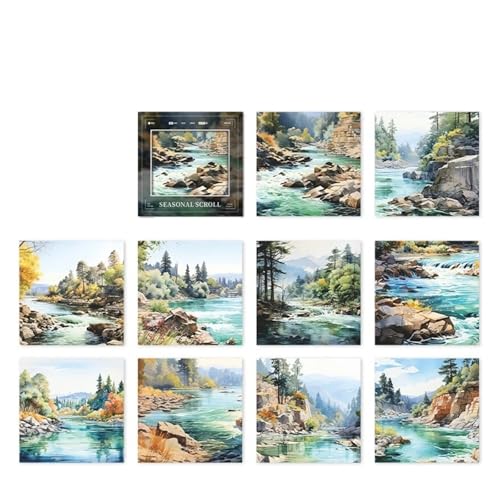 DLZFUDTY Sticker,Aufkleber 30 Teile/Paket Vintage Landschaft Licht Papier DIY Scrapbooking Collage Materialien Dekor Junk Journal Ästhetik Kunst Material Papier(Lake) von DLZFUDTY