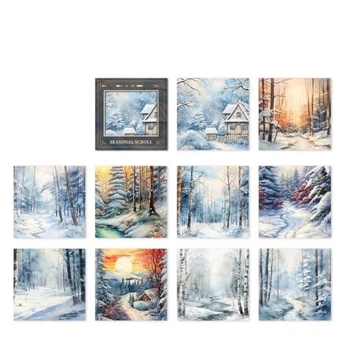 DLZFUDTY Sticker,Aufkleber 30 Teile/Paket Vintage Landschaft Licht Papier DIY Scrapbooking Collage Materialien Dekor Junk Journal Ästhetik Kunst Material Papier(Snow) von DLZFUDTY
