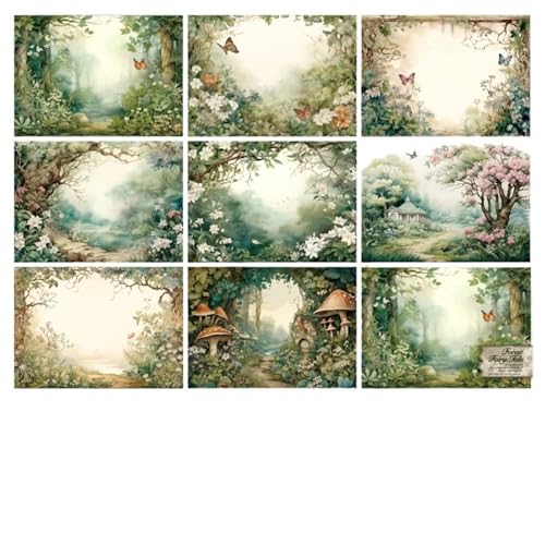 DLZFUDTY Sticker,Aufkleber 32 Teile/Paket Wald Landschaft Material Papier Scrapbooking Junk Journal Kreative Schreibwaren DIY Deco Journal Schreibwaren(A) von DLZFUDTY