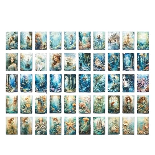 DLZFUDTY Sticker,Aufkleber 4 Stile, 50 Stück/Packung, Fantasy-Kleinbuchserie, Vintage-Material, Aufkleberbuch, DIY-Handbuch, Bodenbelag, dekoratives Papier(S23024-1) von DLZFUDTY
