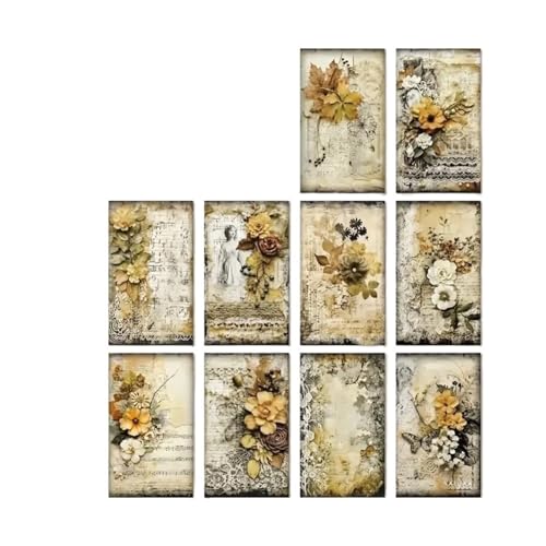 DLZFUDTY Sticker,Aufkleber 40 Stück Vintage-Materialpapier, dekoratives Scrapbooking, Tagebuch, Album, Bastelhintergrund, Papier, DIY, Junk-Journal-Zubehör(Yellow) von DLZFUDTY