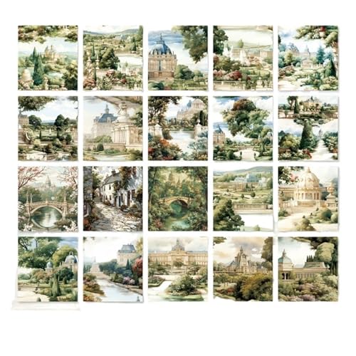 DLZFUDTY Sticker,Aufkleber 40 Stück schöne Landschaftsbilder, Materialpapier, DIY-Dekorpapier for Sammelalbum, handgefertigt, Junk-Journal-Zubehör, Bastelbedarf(04) von DLZFUDTY