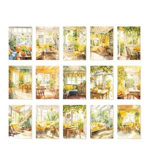 DLZFUDTY Sticker,Aufkleber 5 Stile 30 Teile/Paket Landschaft Tagebuch Serie Vintage Material Papier DIY Handbuch Dekorative Aufkleber Basis Papier(S23015-2) von DLZFUDTY