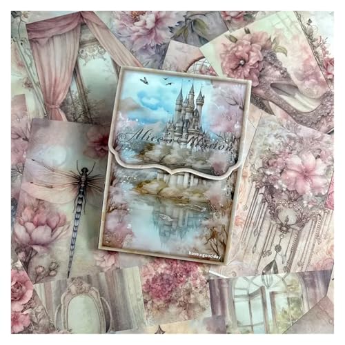 DLZFUDTY Sticker,Aufkleber 50 Blatt Retro-Scrapbook-Material, Papier, Handkonto, DIY-Collage, Dekoration, Hintergrund, Bastelpapier(02) von DLZFUDTY