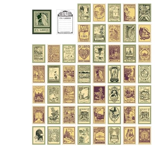 DLZFUDTY Sticker,Aufkleber 50 Stück Vintage-Materialpapier, dekoratives Tagebuch, Album, Scrapbooking-Material, Hintergrundpapier, Junk-Zeitschrift, Bastelpapier(Green Light Forest) von DLZFUDTY